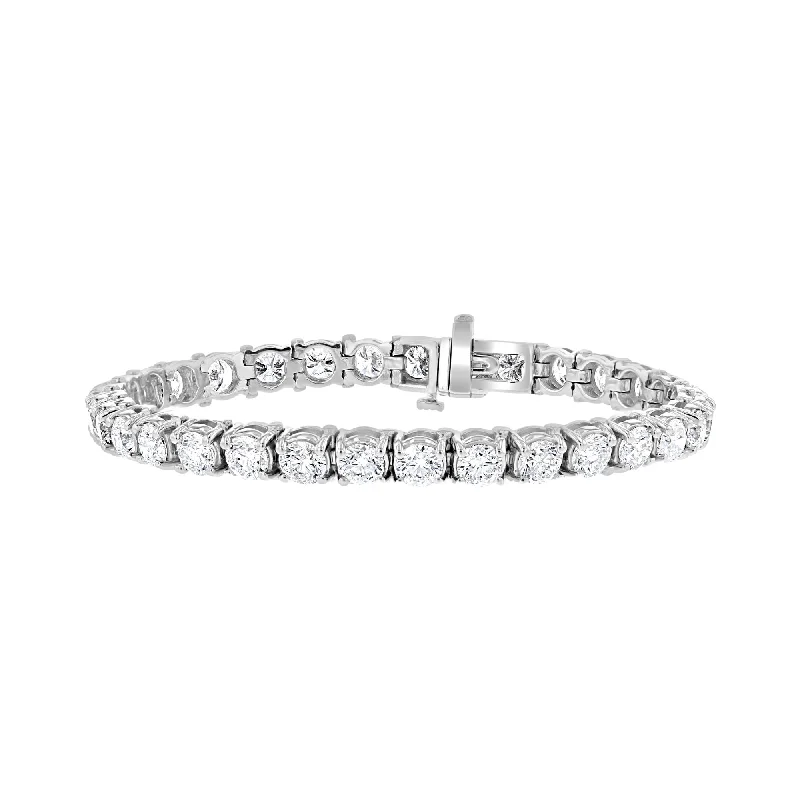 Ladies Bracelets Flexible Shine-14KT WHITE GOLD 12.96 CTW ROUND DIAMOND TENNIS BRACELET