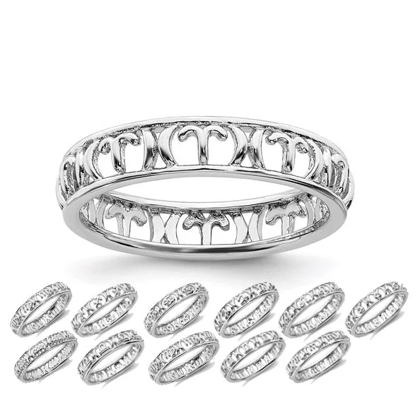 Ladies enamel splash rings -Sterling Silver Stackable Expressions Zodiac Ring - Various Signs