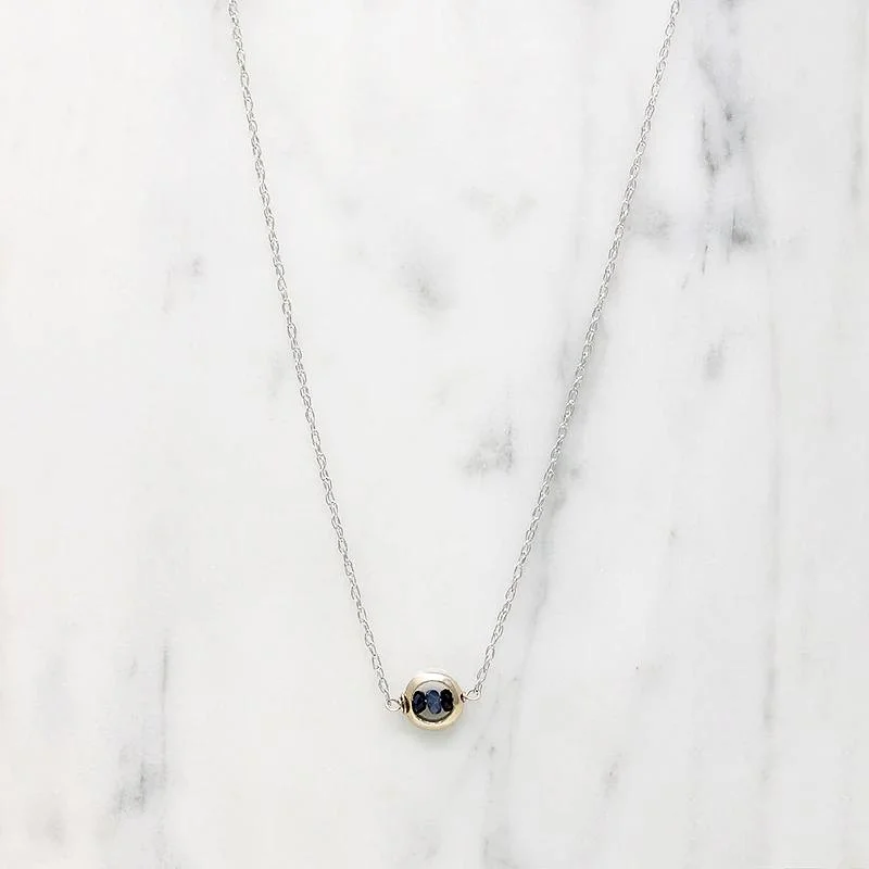 Ladies Necklaces with Blue Dumortierite-Sapphires in White Gold "O" Necklace by brunet