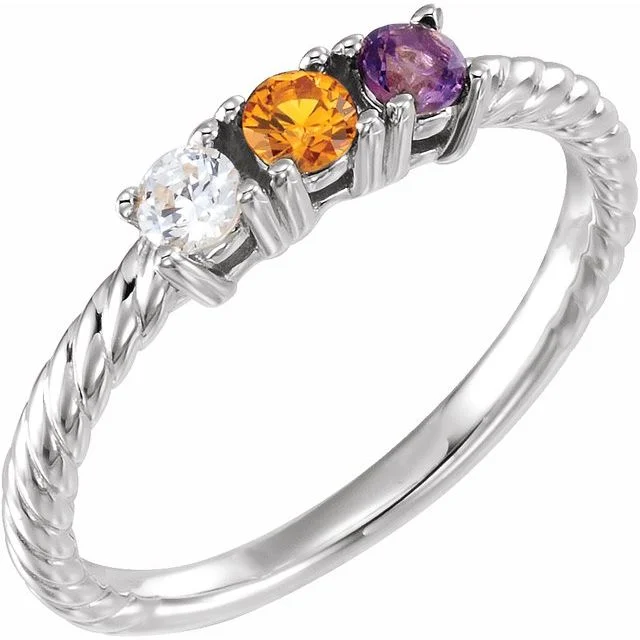 Ladies lunar whisper rings -Twisted Band Round Mother's Family Birthstone Ring