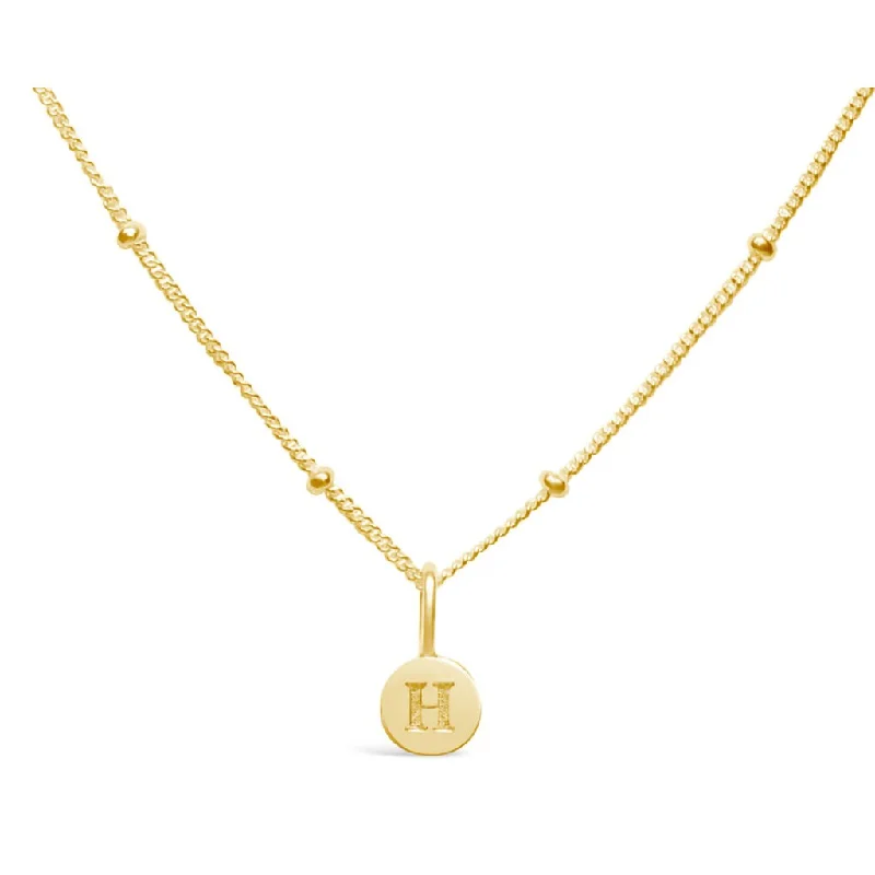 Ladies Necklaces Geometric Spark-Stia : Love Letter "H" Mini Disk Necklace in Gold