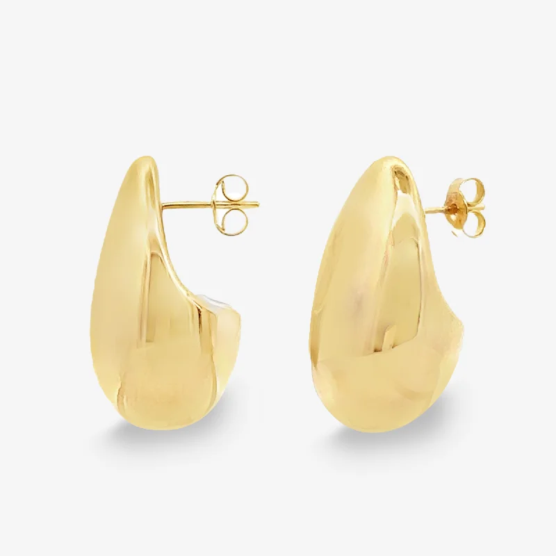 Ladies signature style earrings -1" Almond Drop 16mm Gold Earrings