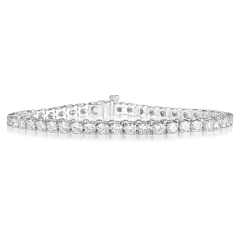 Ladies Bracelets for Casual Glow-14KT GOLD 6 CARAT ROUND DIAMOND TENNIS BRACELET