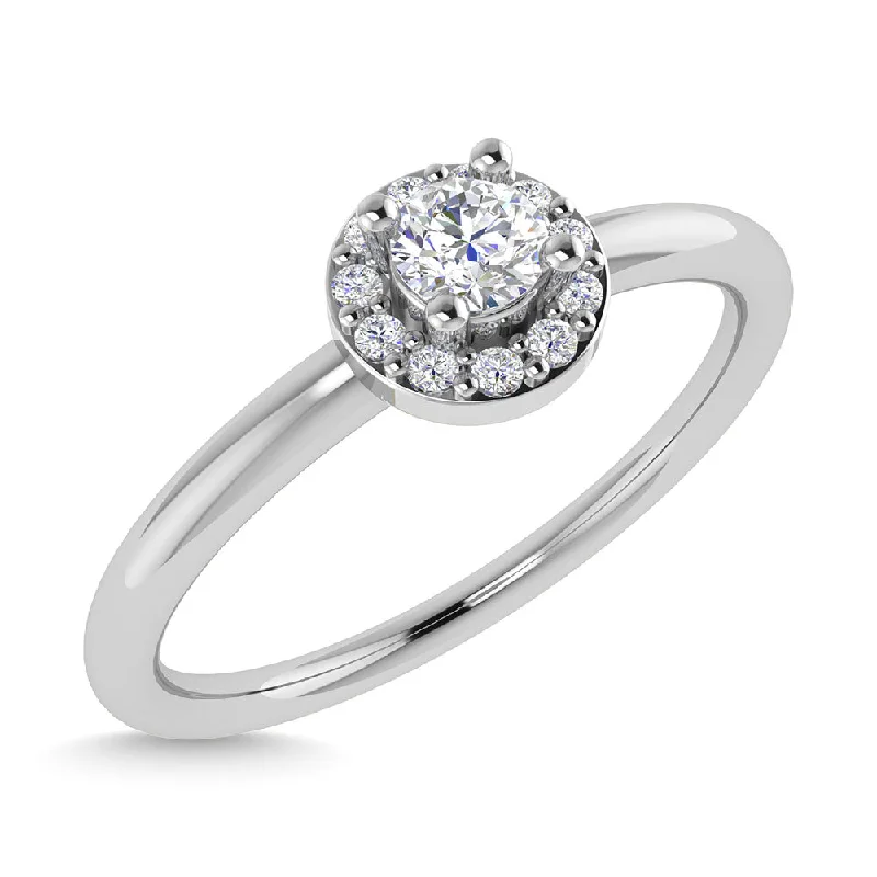 Ladies hopeful light rings -14K White Gold Diamond 1/6 CTW Round Cut Halo Promise Ring