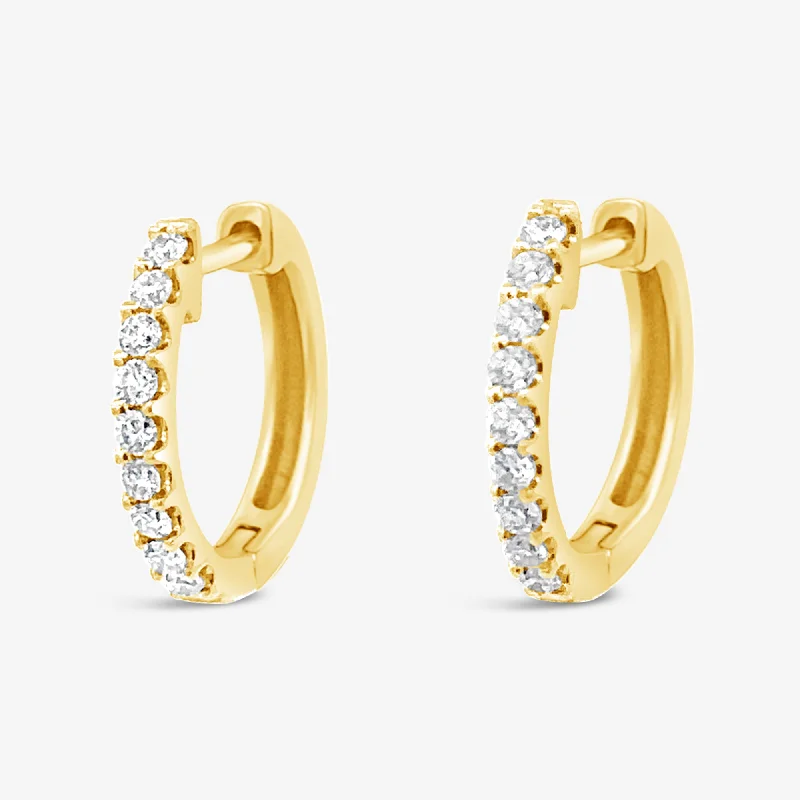 Ladies evening radiance earrings -Prong Set 0.15CT Diamond Huggie Earrings