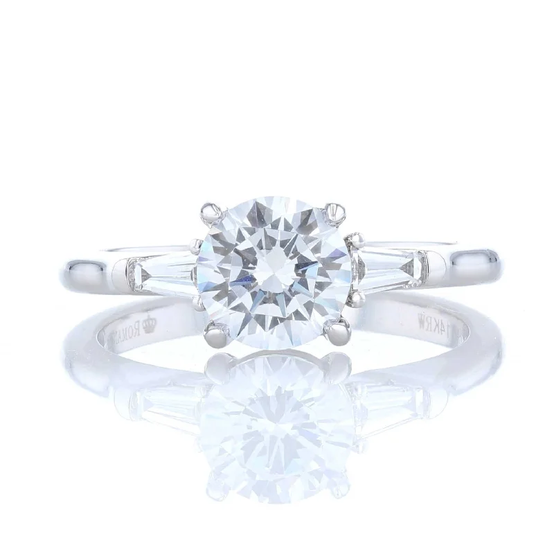 White diamond engagement rings -3 Stone Tapered Baguette Diamond Engagement Ring