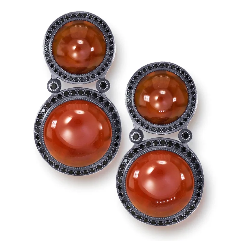 Ladies homestead glow earrings -Silver Symbolica Drop Earrings with Carnelian & Spinel