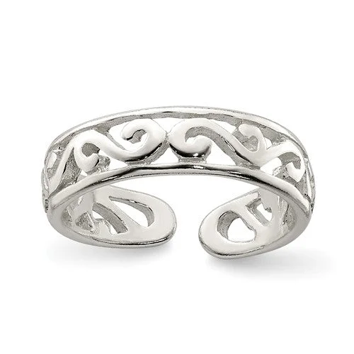 Ladies substantial heavy rings -Sterling Silver 4mm Scroll Toe Ring