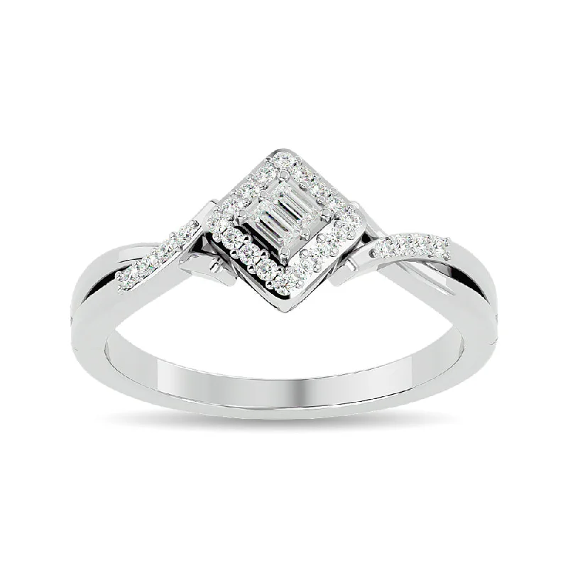 Ladies substantial heavy rings -10K White Gold Diamond 1/6 CTW Promise Ring