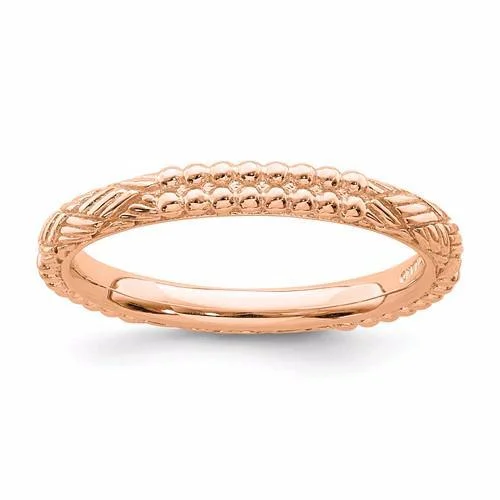 Ladies dreamy haze rings -Rose Gold Sterling Silver Stackable Expressions Patterned Ring