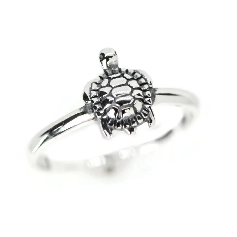 Ladies chakra alignment rings -Sterling Silver Small Sea Turtle Ring