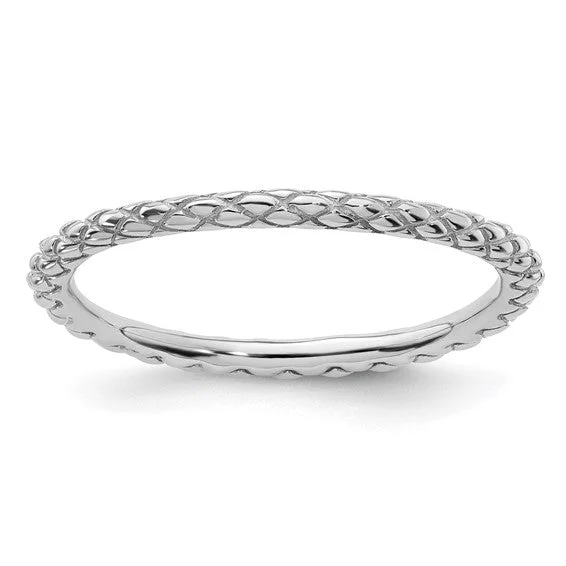 Ladies featherlight minimal rings -Sterling Silver Stackable Expressions Criss Cross Pattern Ring