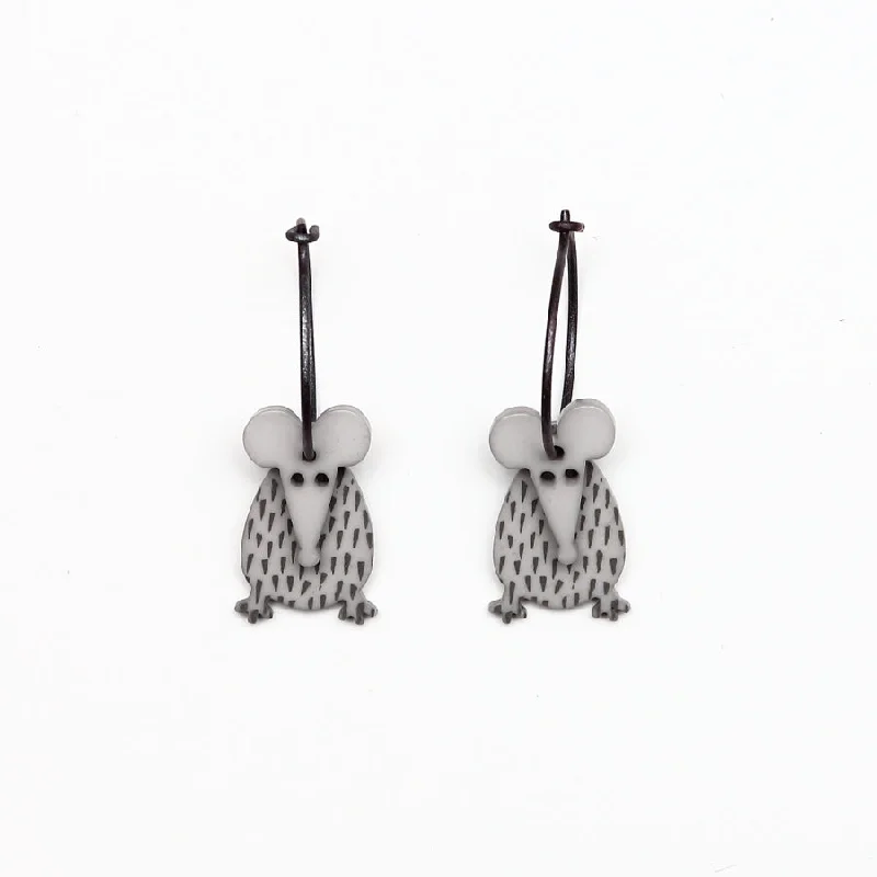 Ladies balanced grace earrings -Lene Lundberg K-Form Grey Mice Earrings