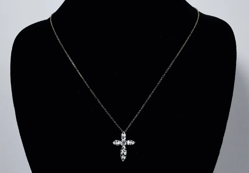 Ladies Necklaces with Lock Spark-Sterling Silver Laser Cut Pierced Design Crucifix Pendant on Sterling Silver Chain Necklace - 18"