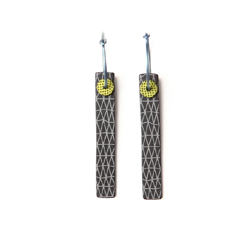 Ladies faithful mark earrings -Lene Lundberg K-Form Black/Charcoal Tab Earrings