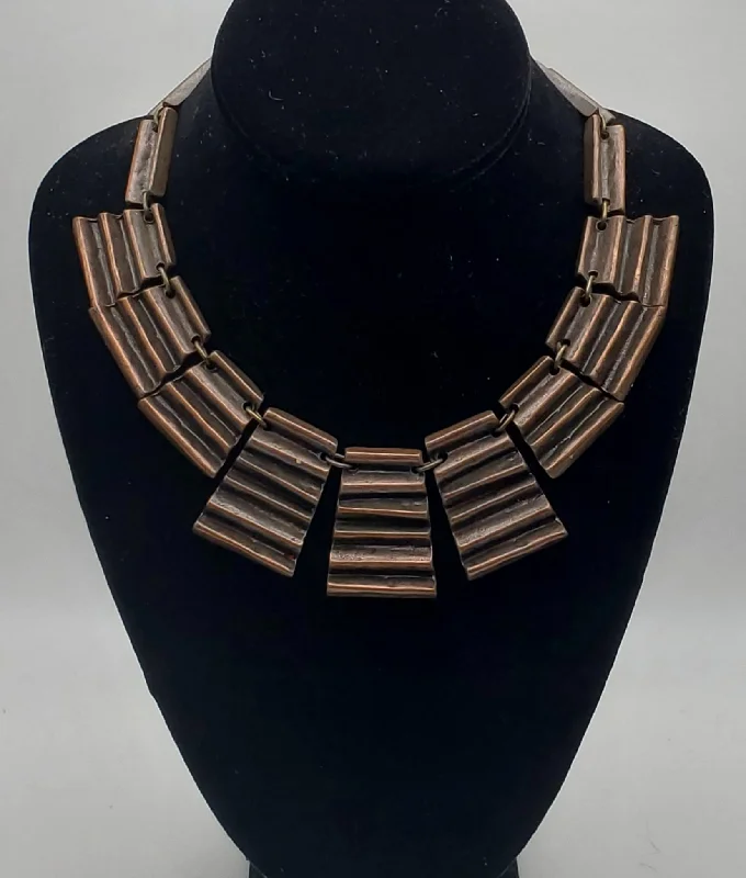 Ladies Necklaces for Holiday Spark-Vintage Corrugated Copper Necklace