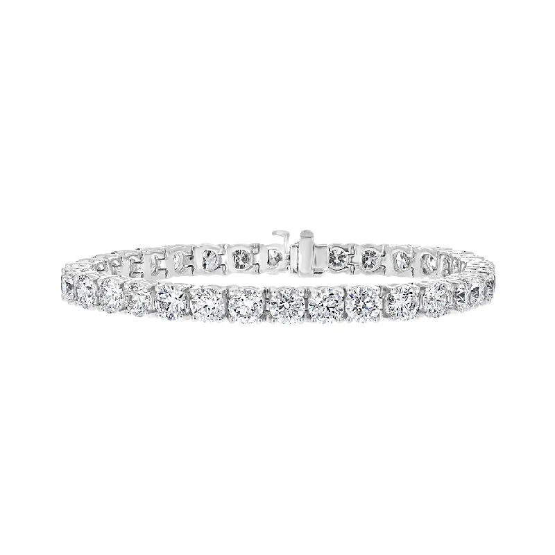 Ladies Bracelets Sterling Shine-14KT WHITE GOLD 17.15 CTW ROUND DIAMOND 4 PRONG TENNIS BRACELET