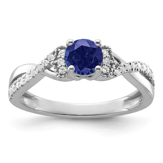 Ladies regal purple rings -10k White Gold Created Blue Sapphire and Lab Grown Diamond Promise Ring