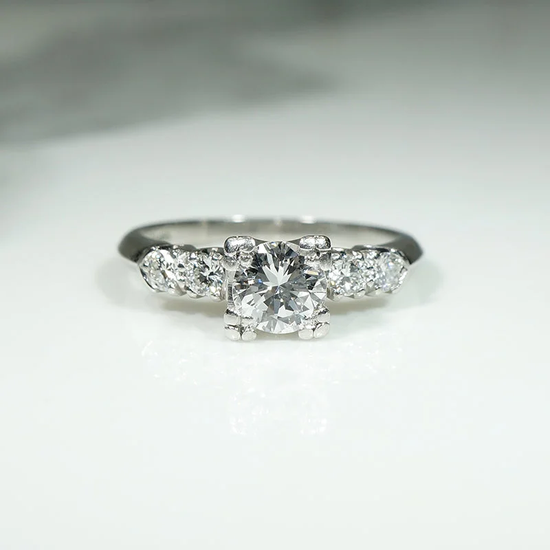 Thrifty charm engagement rings -Elevated Diamond & Platinum 1940s Engagement Ring