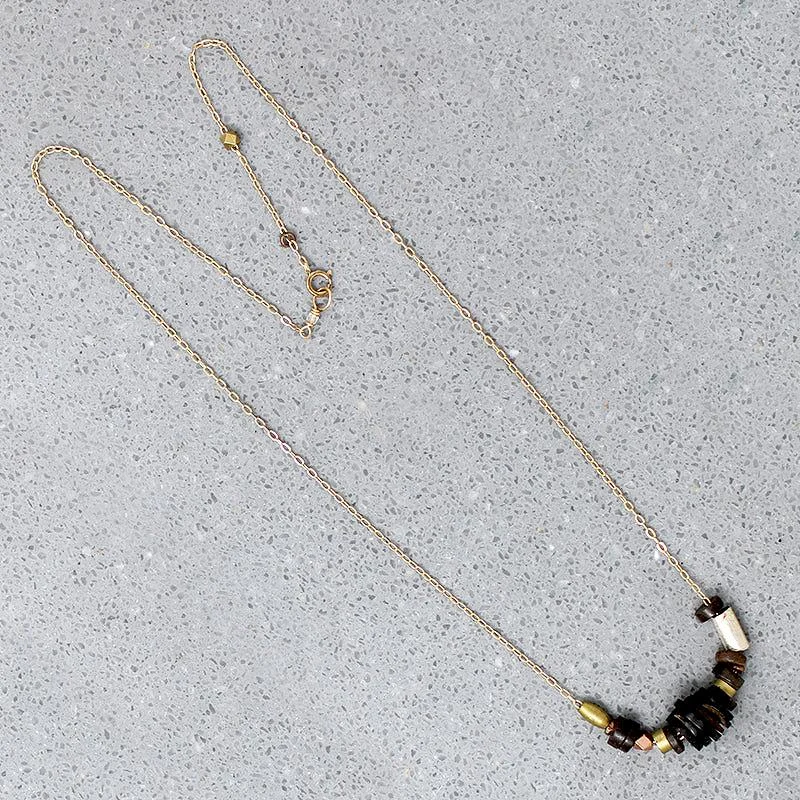 Ladies Necklaces for Activist Shine-Mixed Metal & Coconut Bead Necklace by Brin