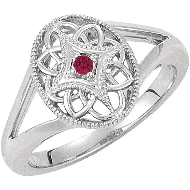 Ladies playful flair rings -Sterling Silver 2mm Round Genuine Gemstone Filigree Ring