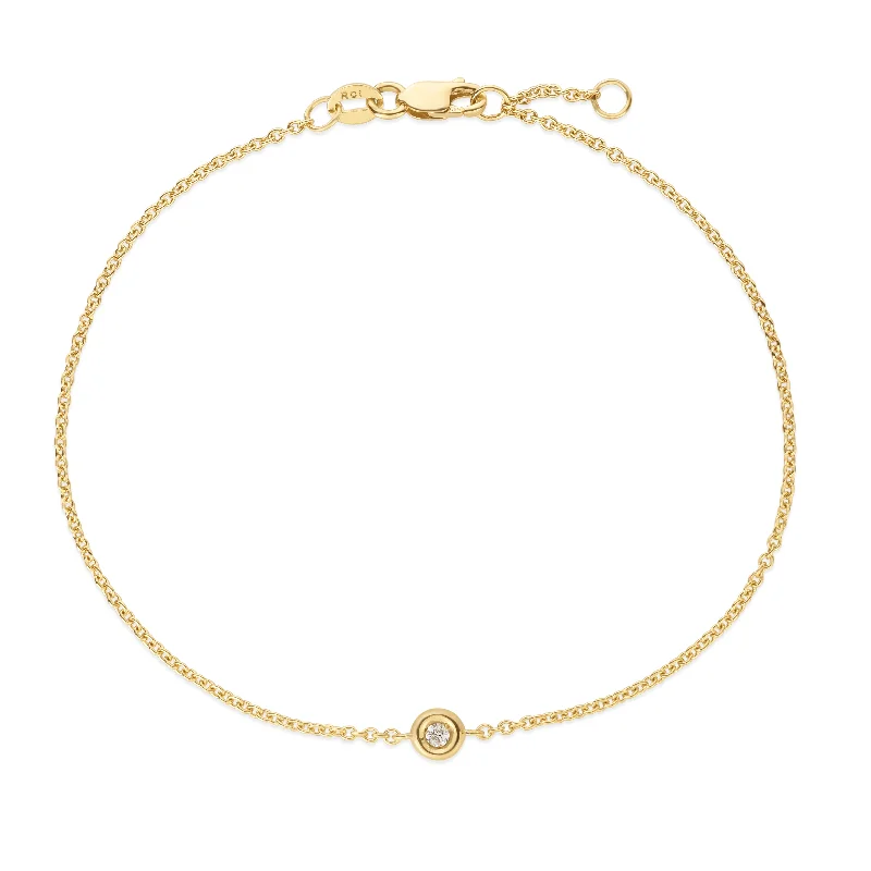 Ladies Bracelets for Kin Shine-14K Gold Solo Diamond Bracelets