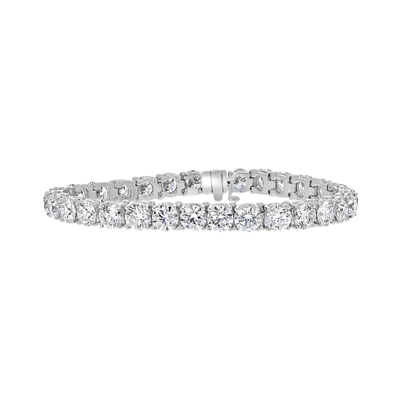 Ladies Bracelets Soft Shine-14KT WHITE GOLD 22.12 CTW ROUND DIAMOND 4 PRONG TENNIS BRACELET