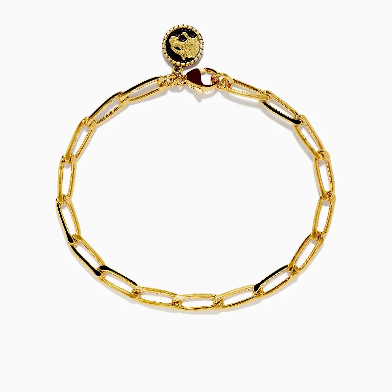 Ladies Bracelets with Vibrant Gems-Unisex 925 Gold Plated Sterling Silver 8" Paper Clip Bracelet