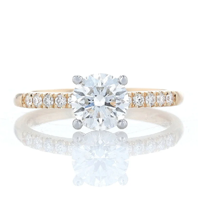 Lunar whisper engagement rings -Two Tone Diamond Engagement Ring