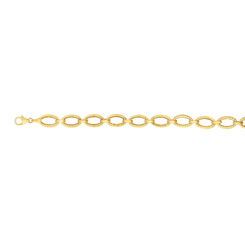 Ladies Bracelets Bold Glow-14K Gold Oval Link Bracelet