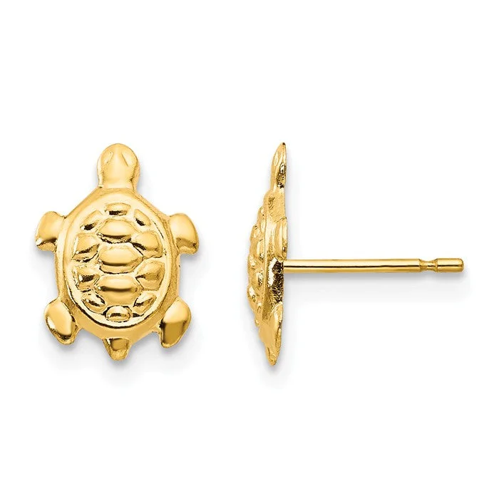 Ladies everlasting wear earrings -14k Yellow Gold Solid Turtle Post Earrings