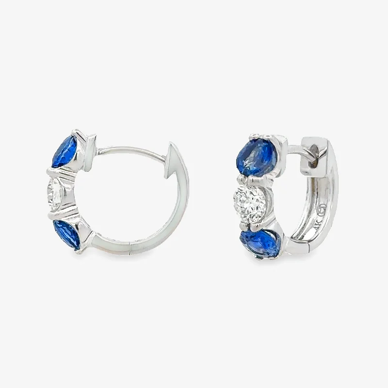 Ladies petal dance earrings -Sapphire & Diamond Mini Huggie Earrings