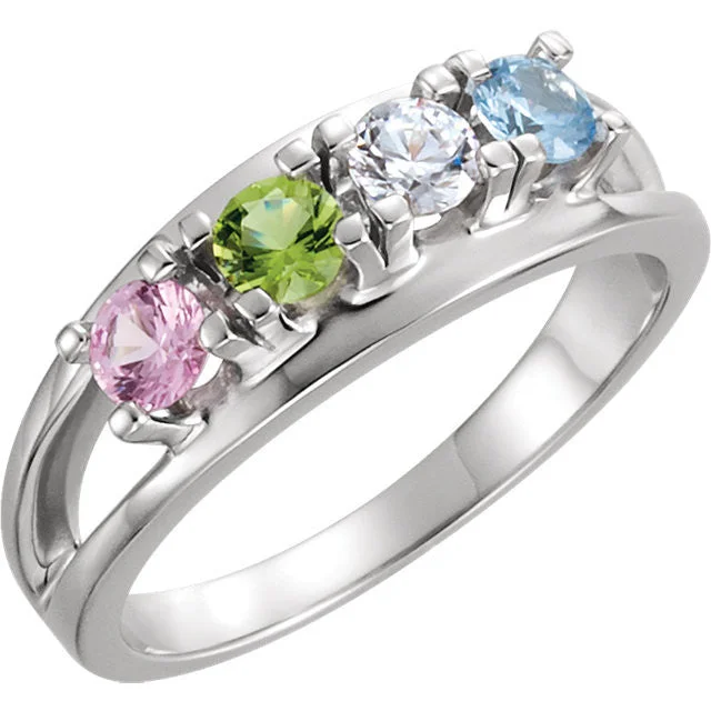 Ladies phoenix flight rings -Double Shank Mother's Family Birthstone Ring