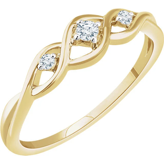 Ladies blooming floral rings -14K Gold 3-Stone .08 CTW Diamond Freeform Promise Ring - White or Yellow Gold