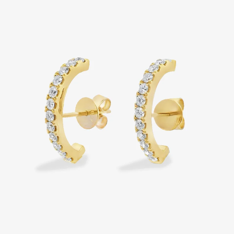 Ladies breezy summer earrings -Diamond Huggie Cuff Earrings