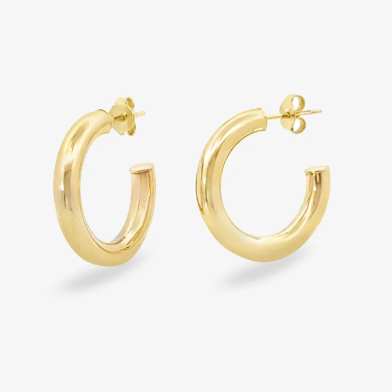 Ladies city sleek earrings -4MM Round .75" Gold Hoop Earrings