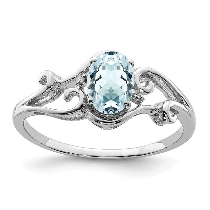 Ladies soulful essence rings -Sterling Silver Genuine Oval Gemstone & Diamond Rings