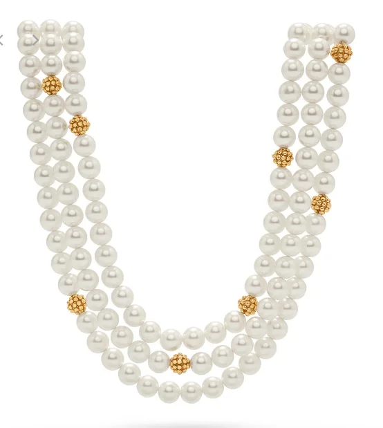 Ladies Necklaces for Evening Shine-Necklace - Berry & Bead Triple Strand Pearl Necklace