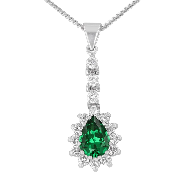 Ladies Necklaces with Orbit Pendant-Colombian Emerald Necklace, 1.09 carats