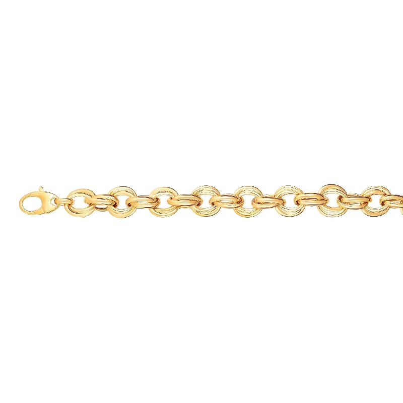 Ladies Bracelets for Bridal Glow-14K Gold Round Double Link Bracelet