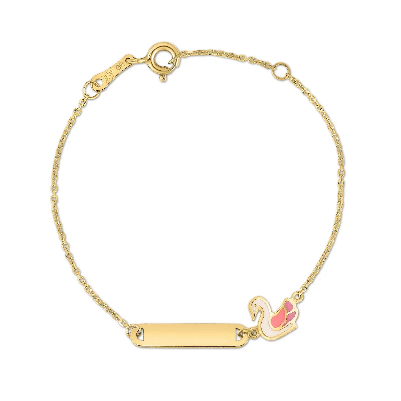 Ladies Bracelets with Angel Glow-14K Swan Childrens Bracelet