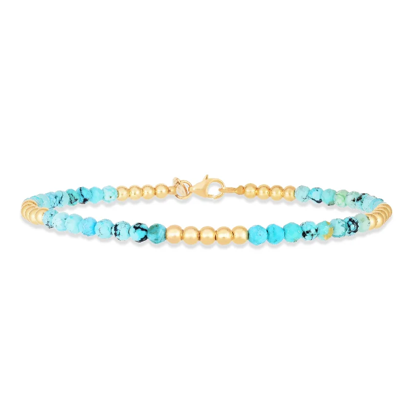 Ladies Bracelets Ethnic Spark-14K Turquoise Pallina Bead Bracelet