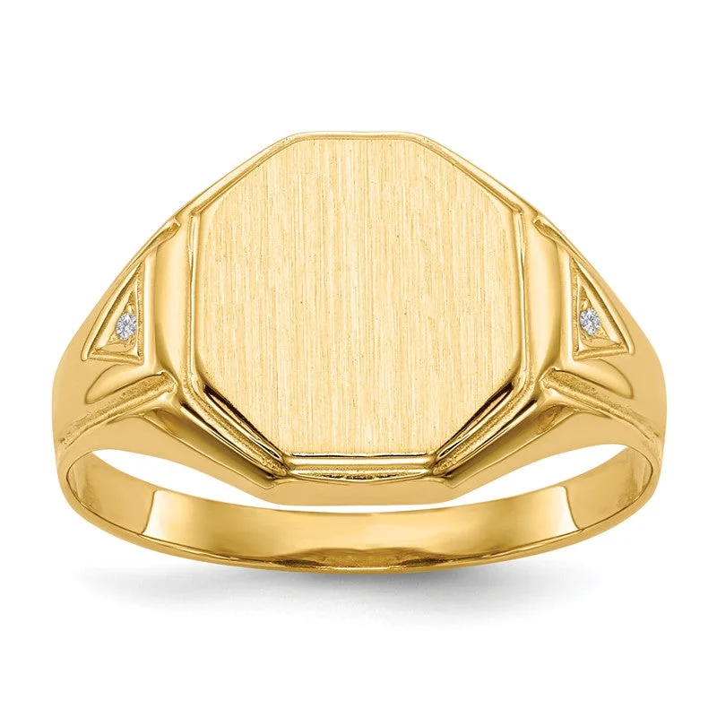 Ladies chakra alignment rings -14k Yellow Gold Diamond Accented Signet Ring (Mens Sizes)