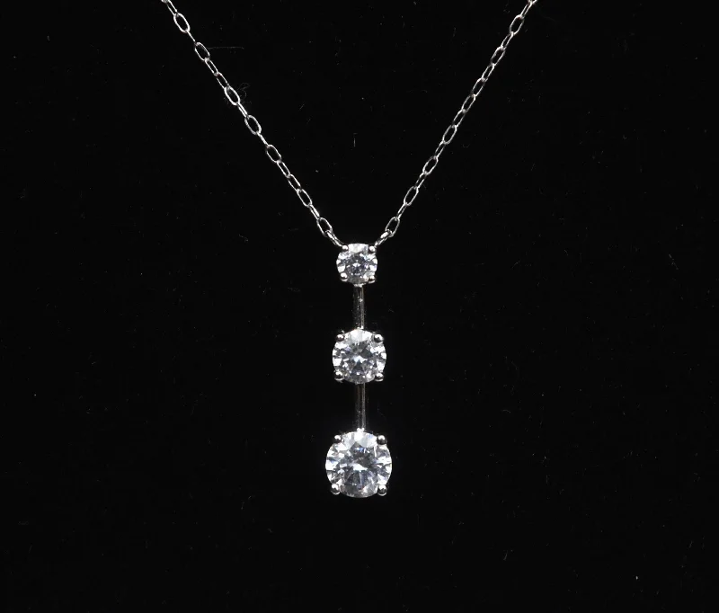 Ladies Necklaces Bright Shine-Ross-Simons - 14k White Gold Cubic Zirconia Drop Pendant Chain Necklace