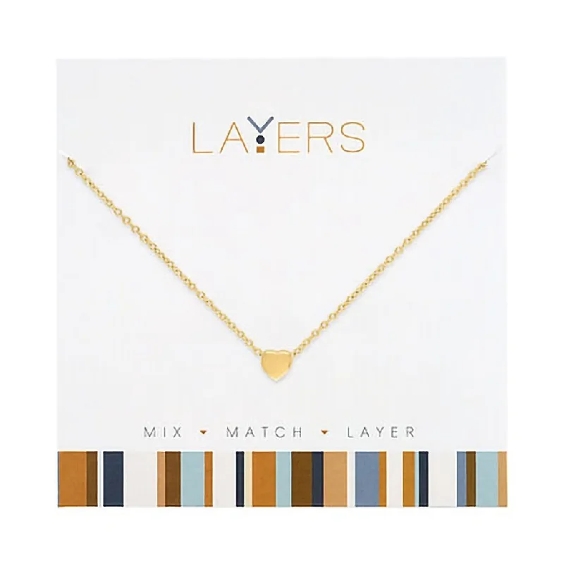 Ladies Necklaces for Girl Shine-Center Court : Gold Heart Layers Necklace