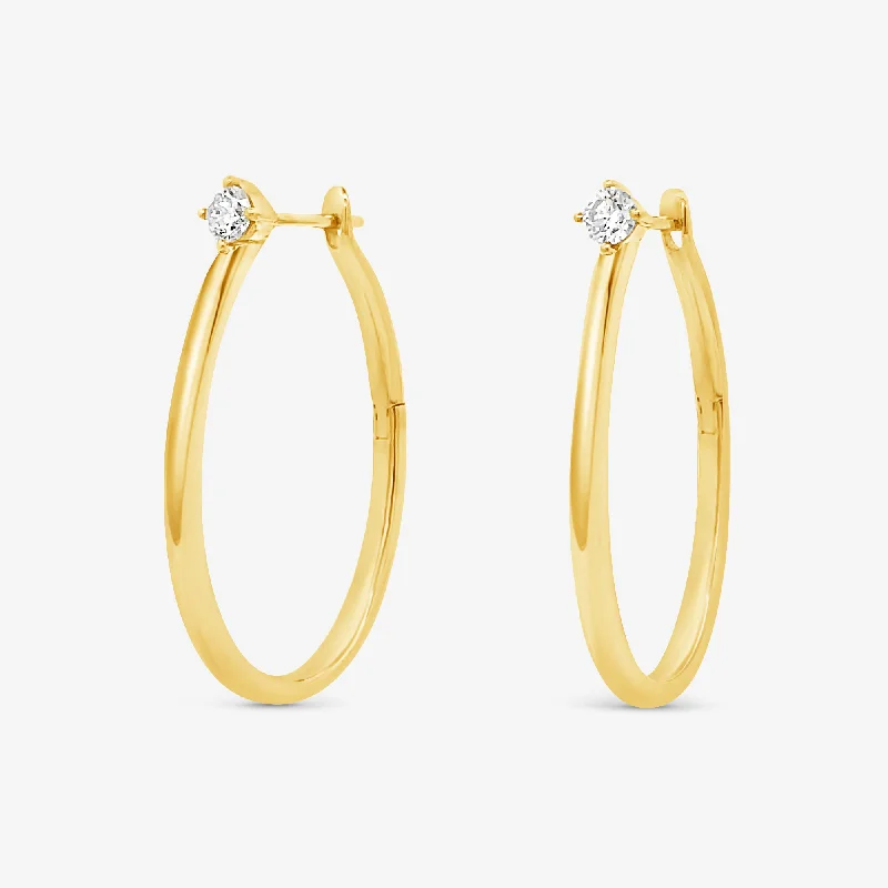 Ladies coin edge earrings -Elongated U-Hoop Diamond Earrings