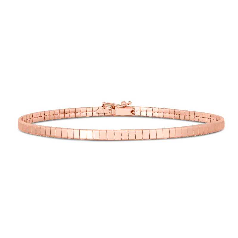 Ladies Bracelets for Bridal Glow-14K Brick Omega Bracelet