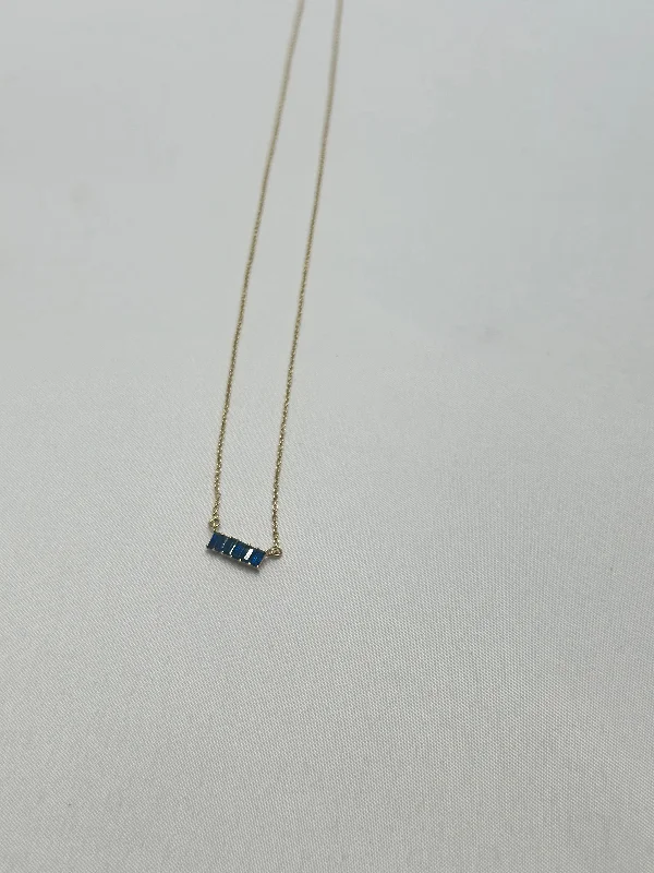 Ladies Necklaces Boho Shine-Necklace - Blue Sapphire  Baguettes on 14K Chain