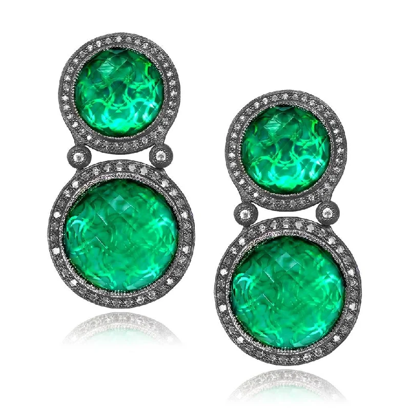 Ladies faithful mark earrings -Silver Symbolica Drop Earring with Green Agate & Topaz