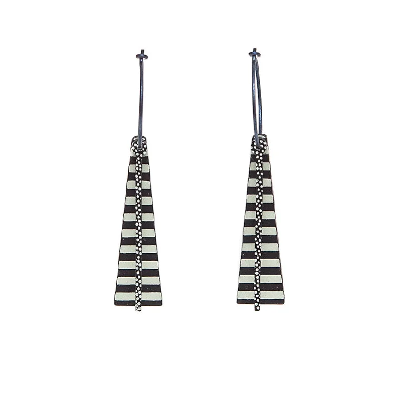 Ladies joyful burst earrings -Lene Lundberg K Form Abstract Tapered Striped Earrings